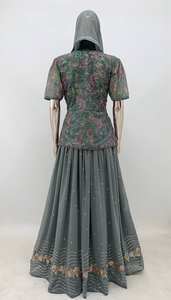 Travail de broderie georgette gris à la mode Lehenga Choli avec Dupatta pour la fête - Product Image 5