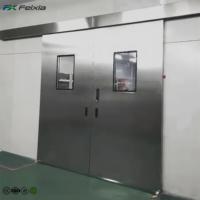 Porte coulissante automatique hermétique sans contact, conforme aux normes GMP, surface finie, prévention des incendies, pour hôpital, salle d'opération, atelier