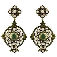 Trendige Damen-Kronleuchter-Ohrringe mit 22k Goldplattierung und Kristall-Strass-Blumendesign als Hochzeits-Statement-Schmuck