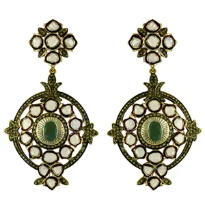 Women's Trendy 22k Gold Plated <b>Chandelier</b> Earrings with Crystal Rhinestone Flower Design Wedding Statement Jewelry - Product Image 3