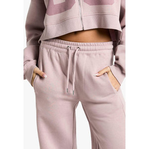 New Trendy Women's Customized Logo Winter Breathable Fleece Jogger Sets 100% Cotton Solid Pattern Hooded Collar Tracksuits - Product Image 4