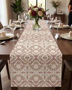 Modern Woven Polyester/Cotton Customizable Geometric Pattern <b>Table</b> <b>Runners</b> Tablecloths-Reusable Durable for Home Party <b>Tables</b> - Product Image 1