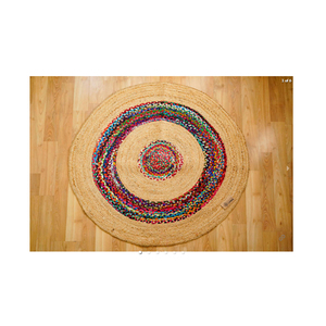 Wholesale Modern Beige Jute Hand Woven <b>Round</b> Area Rug <b>Carpet</b> Set Eco-Friendly for Living Room - Product Image 1