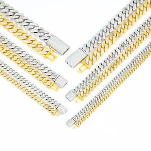 Venta al por mayor de fábrica: Joyería de plata de ley 925 personalizada con diamantes de moissanita VVS, collar de moissanita para hombre, cadena cubana. - Product Image 2