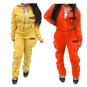 Custom Logo <b>Women</b> 100% Cotton <b>Fleece</b> Jogging Tracksuit Hoodie Long Sleeves Solid <b>Pattern</b> Vintage Eco-Friendly Winter Wear - Product Image 2