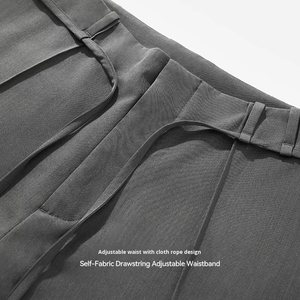 Men's Curved <b>Wide</b>-<b>Leg</b> Chinos High Street <b>Cargo</b> Cleanfit Casual Trousers Fit Sweatpants for Men - Product Image 4