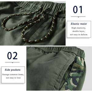 Haute qualité hommes Cargo survêtement Shorts été décontracté 100% coton solide motif Camouflage avec multi-poches LOGO personnalisé - Product Image 3