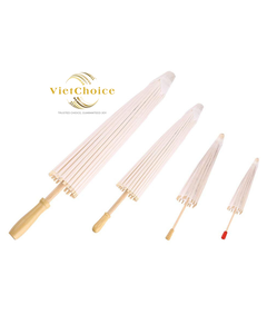 Sombrillas de Papel Hechas a Mano de Bambú a Precio Económico, Sombrillas de Boda con Mango de Madera Vietnamita, Accesorios de Fotografía Rústicos Blancos para Baby Shower - Product Image 1