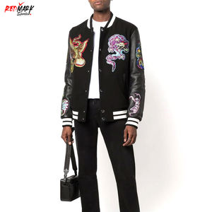 Chaquetas universitarias profesionales para hombre al por mayor, manga de cuero de primera calidad, diseño único, cuello levantado, tela de lona cómoda para invierno - Product Image 2