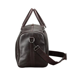 Leather Duffel <b>Bag</b> <b>With</b> <b>Shoe</b> <b>Compartment</b> Zipper Closure Travel <b>Weekender</b> <b>Bag</b> Dark Brown - Product Image 4