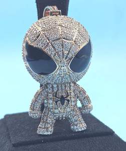 <b>Spider</b>-Man Cartoon Shapes 925 Silver Fine Jewelry Pendant VVS Moissanite Round Diamond for Men's Hip-hop Style - Product Image 1