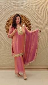 Conjunto de Kurti, Pantalón y Dupatta Bordados para Mujer, Mezcla de Seda Verde Mar, Ropa Étnica, Traje Festivo para Damas - Product Image 2