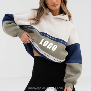 Sweat à capuche brodé personnalisé OEM Color Block Streetwear Pull en polaire de sport de haute qualité 100% coton Sweat à capuche surdimensionné pour femmes - Product Image 4