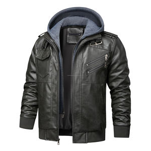 Chaqueta de cuero con logotipo personalizado para hombre, chaqueta de cuero de moda con cremallera para hombre, servicio OEM - Product Image 3