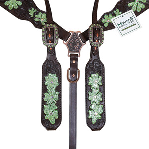 Top Quality Horse Tack Set Lime Green <b>Crystal</b> Horse Tack Set Rawhide Lace Buck <b>Stitched</b> Customize Wholesale Western Tack Set - Product Image 2