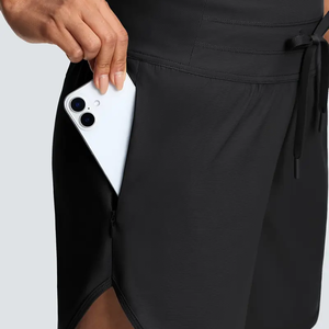 Women's Sports <b>Shorts</b> <b>With</b> <b>Phone</b> <b>Pocket</b>, Elastic Waist Quick Drying Running <b>Shorts</b>, Women's Activewear - Product Image 2