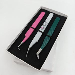 Pinzas Profesionales para Pestañas de Acero Inoxidable con Recubrimiento en Polvo de Diferentes Colores, Antiestáticas, Duraderas, con Agarre Perfecto y Aislamiento de 90 Grados - Product Image 1