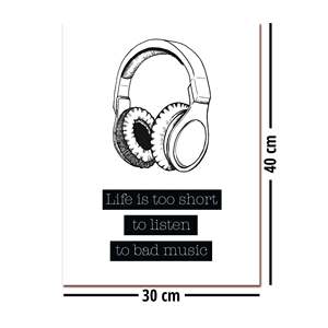 Impression d'art minimaliste - La vie est trop courte pour écouter de la mauvaise musique, un design de nature morte élégant - Product Image 3