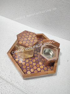 Vente chaude Bakhoor Avec Plateau Design Unique Moderne Bois Résine Époxy Plateau Ensemble avec Brûleur Bakhoor et Bois Mini Mubakhar Brûleur - Product Image 6