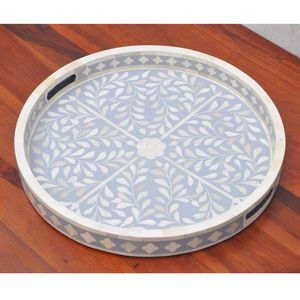 Plateau de service rond en incrustation d'os à forte demande avec forme de taille personnalisée qualité Standard en Inde meilleure vente - Product Image 3
