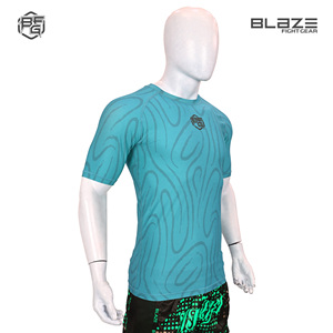 อุปกรณ์ออกกำลังกายสำหรับผู้ใหญ่แขนสั้น BJJ rash GUARD พิมพ์ซับลิเมต MMA ศิลปะการต่อสู้ใส่สแปนเด็กซ์ - Product Image 2