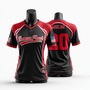 Camisetas de Béisbol y Sóftbol de Equipo de Alta Calidad, Personalizadas, Transpirables, de Malla, con Cuello en V, de Secado Rápido, 100% Poliéster, Ropa Deportiva con Estampado Digital - Product Image 2