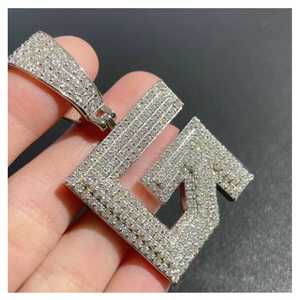 Custom 925 <b>Sterling</b> <b>Silver</b> Iced Out Moissanite <b>Pendant</b> 31.8mm Wide Hip Hop Vintage G Letter <b>Pendant</b> - Product Image 2