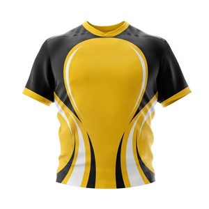 Polo unisex de rugby de Inglaterra de 100% poliéster, camiseta personalizada con logotipo bordado a rayas, ropa deportiva de manga corta, kit de ropa de rugby - Product Image 4