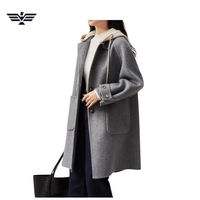 Nuevo Abrigo de Invierno Elegante e Informal para Mujer, Mezcla de Lana Premium, Cálido, Color Sólido, Cierre de Botones, Bolsillos, Color y Logotipo Personalizables