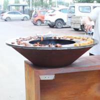 Kingjoy Forge Factory Vente en gros Brasero Plancha Barbecue multifonctionnel 3-en-1 pour extérieur en acier Corten rouillé à structure KD