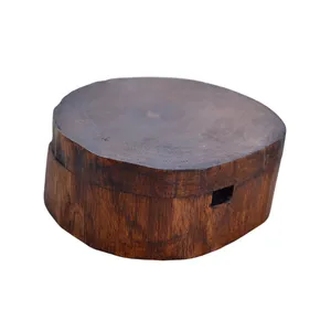 Cendrier en bois d'acacia rustique de conception classique avec couvercle plateau de bord naturel fabriqué à la main pour le bureau ou la maison pour les cigares fumant des cendres - Product Image 4