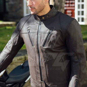 Marque privée Veste d'hiver en cuir de moto sur mesure Veste en cuir de moto quantité minimale de commande bas pour hommes - Product Image 5