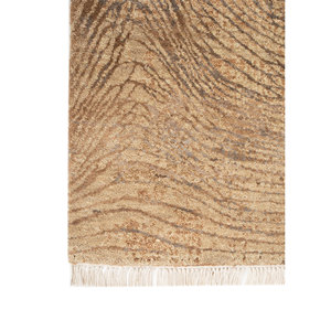 พรมขนสัตว์และไหมไผ่ถักมือสีเบจและสีน้ำตาล ขนาด 9x12 ฟุต รูปทรงสี่เหลี่ยมผืนผ้า สำหรับห้องนั่งเล่นหรือทางเดินในบ้าน-AKWB-3539 - Product Image 4