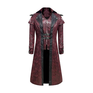 Manteaux en cuir à capuche longs pour cosplay d'Halloween, taille plus, vintage, médiéval, steampunk, gothique, respirants, noirs - Product Image 3