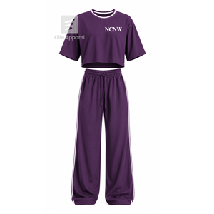 Custom NCNW Council Sorority Woven Breathable Workout Set with Sublimation Logo Front purple <b>White</b> short Sleeve for Female - Product Image 1