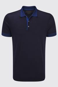 Polo à manches courtes pour hommes de style affaires avec col, couleur pure décontractée, polo pour hommes à la mode - Product Image 2