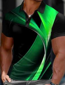 เสื้อโปโลแขนสั้นผู้ชาย, เสื้อ3D ลายสก๊อตสีสันสดใสระบายอากาศได้ดีเสื้อกีฬากอล์ฟทรงหลวมแฟชั่น - Product Image 4