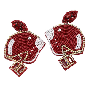 Game Day Boucles d'oreilles élégantes, faites à la main, délicates, à double cœur, avec broderie perlée, bijoux fantaisie et uniques d'Inde - Product Image 1