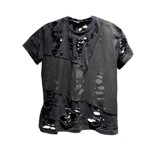 เสื้อยืดมีรูขาดๆของผู้ชายเสื้อคอตตอน100% ดีไซน์ยอดนิยม - Product Image 3