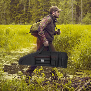 Funda Táctica Doble para Pistola, Bolsa de Caza Larga, Resistente, Transpirable, de Tela Resistente al Agua, Personalizable, con Múltiples Compartimentos para Cargadores - Product Image 2