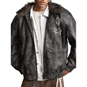 เสื้อแจ็กเก็ตหนังผู้ชายผ้าแคนวาสระบายอากาศได้เสื้อคอเต่าแฟชั่นสำหรับฤดูหนาวโลโก้ออกแบบได้ตามต้องการ - Product Image 1