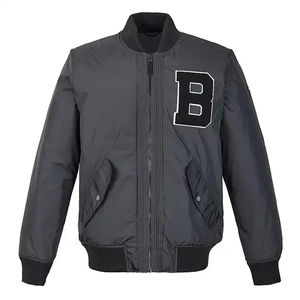 Chaqueta Bomber con parches de logotipo bordado informal para hombre, chaqueta Bomber ligera con cuello acanalado informal a prueba de viento con OEM - Product Image 1