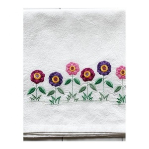 Fait sur mesure mai Floral mois brodé 100% coton biologique pas cher prix gaufré tissé mariage hôtel décoration serviettes de cuisine - Product Image 2