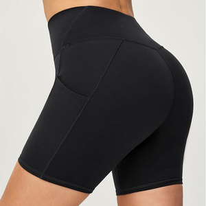 Pantalones cortos de Yoga de cintura alta para mujer Cómodo gimnasio elástico y ropa de yoga con logotipo personalizado Patrón sólido OEM/ODM disponible - Product Image 2