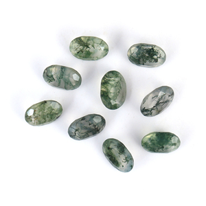 Handmade Natural 6X8MM Smooth <b>Moss</b> <b>Agate</b> Green Faceted Cut Loose Gemstone for Jewelry Making High Quality at Low Price - Product Image 1