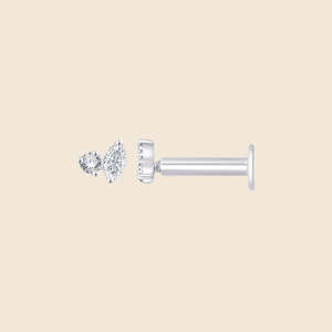 Pendientes de Diamantes Redondos Dobles con Incrustaciones de 0.06 Quilates F-VS en Oro Sólido de 14K para Novia, Boda, Compromiso, Fiesta - Product Image 2