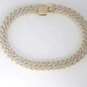 VVS Moissanite 14mm Cuban Link Chain Round Cut Diamond Hip Hop Jewelry for Men's 925 Sterling Silver - Product Image 3