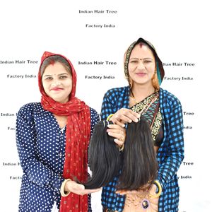 ผมต่อแบบเวอร์จินเรมี่ตรงสีดำธรรมชาติแบบไม่ผ่านกระบวนการ  แบบถักเปียสองชั้น  ทำจากผมแท้จากวัดในอินเดีย - Product Image 1