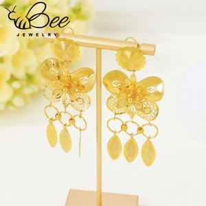 Nouvel ensemble de bijoux de mariage italien luxueux plaqué or 24 carats, collier long ajouré et boucles d'oreilles pour les mariées nigérianes - Product Image 5
