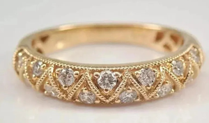 Anillo de Banda de Corte Redondo, Plata de Ley 925, Anillo de Diamante Moissanita - Product Image 2